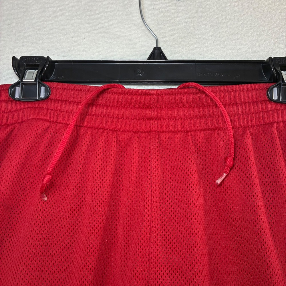 Y2K Nike Baggy Basketball Shorts Men S Red Black Mesh Silky Loose Drawstring - Picture 4 of 9